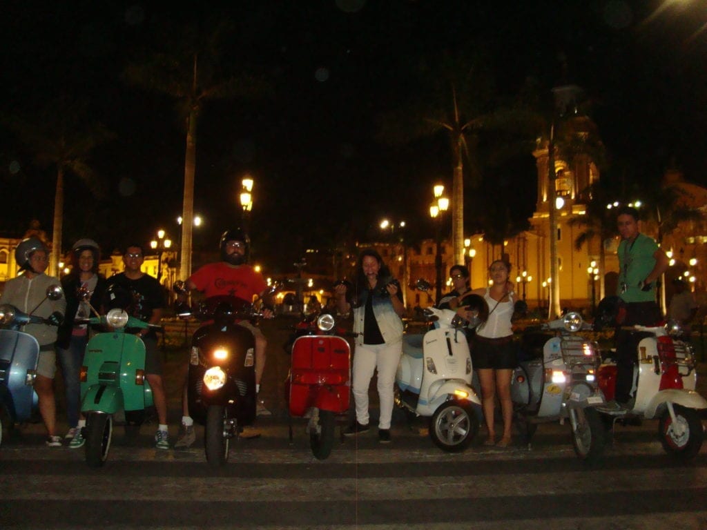 vespa, lambretta, Lima Peru, riding in main square