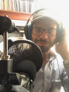Juditova on stage of podcast